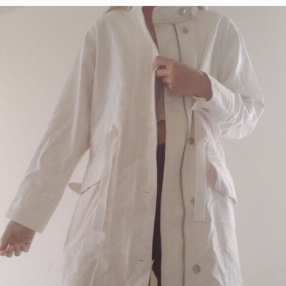 Everlane The Canvas Organic Cotton Parka Jacket Coat Bone White Size L - Picture 14 of 16